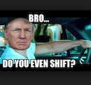 Trump behind the wheel