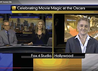 Happy Strauss Media Strategies client on-air with WDAF-TV Kansas City during Oscars related SMT.