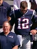 Tom Brady locks arms with teammates during National Anthem