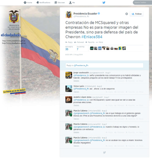 President of Ecuador's tweet