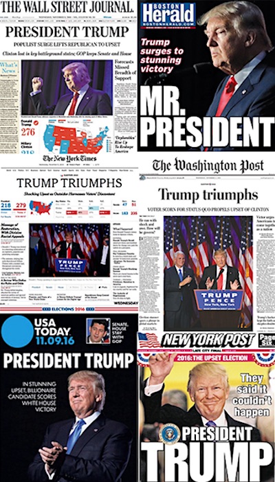 Trump headlines in major newspapers