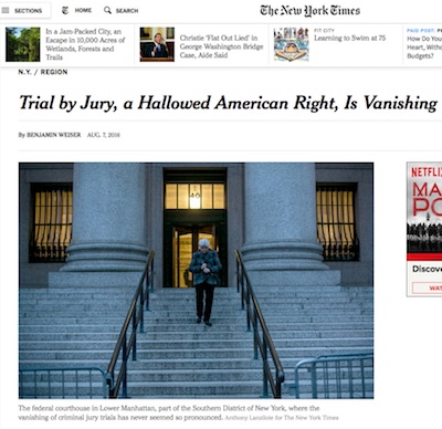 New York Times photo: Trial by Jury is Vanishing