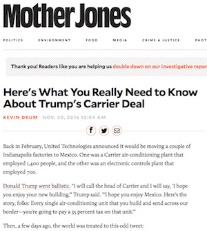 Mother Jones article on Trump's deal with Carrier