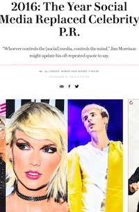 Vanity Fair article on social media replacing celebrity PR