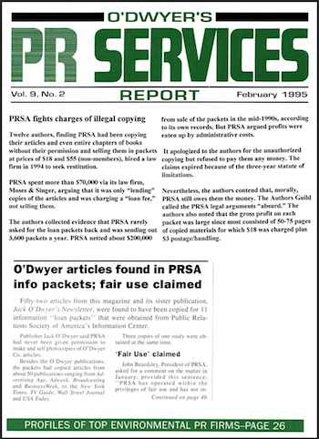 O'Dwyer's PR Services Report - O'Dwyer articles found in PRSA info packets