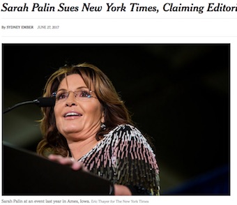 Sarah Palin Sues New York Times