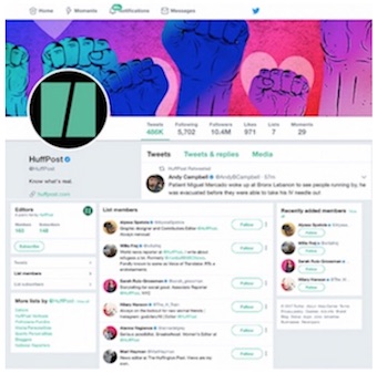 Huffington Post public profile on Twitter