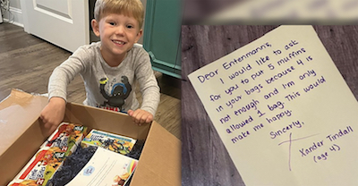 When four-year-old Xander Tindall asked Little Bites Snacks if they could add an extra muffin in its pack, the brand sent a heartfelt reply and package.