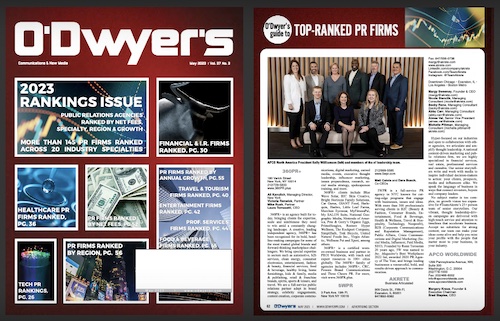 O'Dwyer's May '23 PR Firm Rankings Magazine'